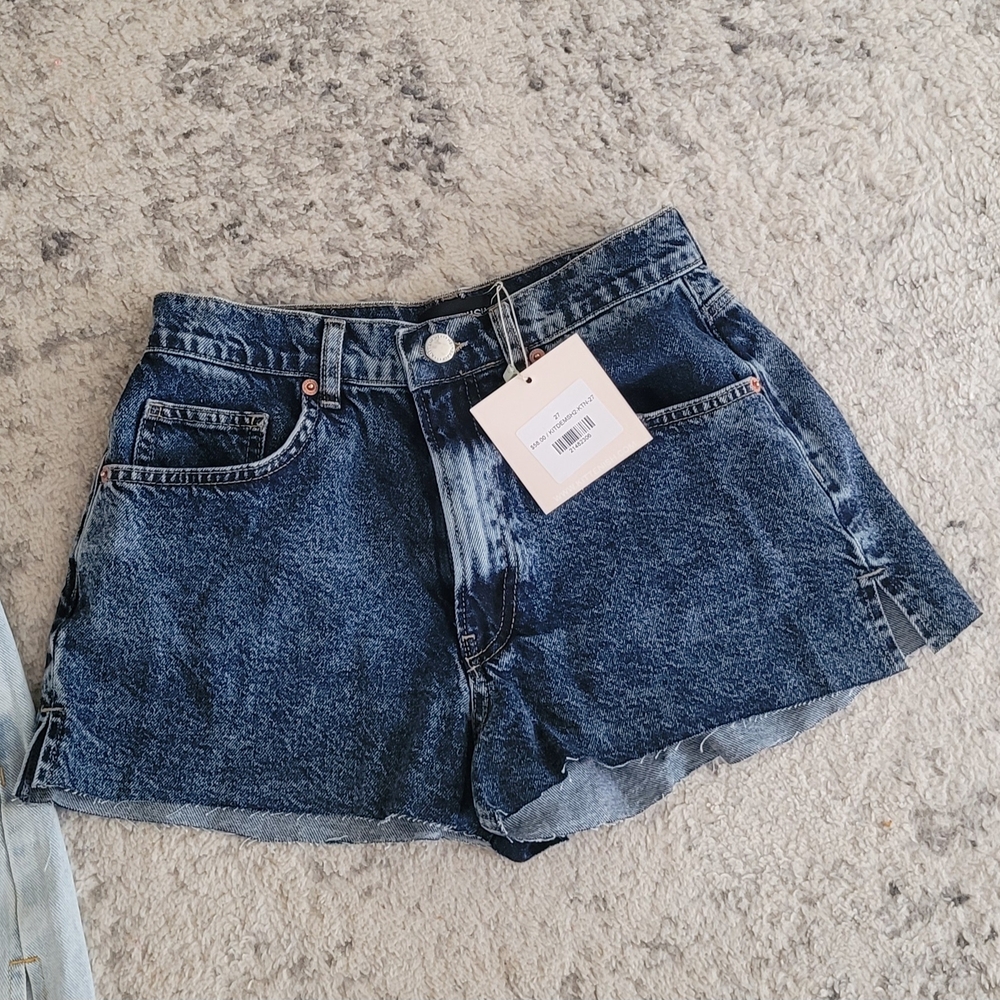 Kittenish Blue Jean Shorts High-Waisted Distressed